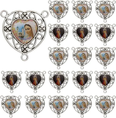 Vista 11 de COTTVOTT San Benito, Medalla milagrosa de Nuestra Señora de Guadalupe para la fabricación de joyas DIY, parte de conexión del centro del rosario