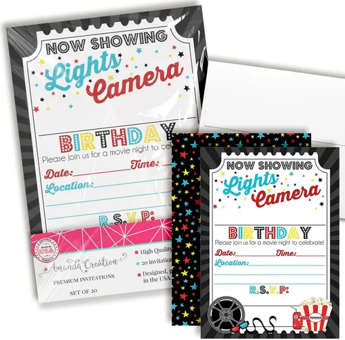 Vista 11 de AmandaCreation - Invitaciones para fiesta de cumpleaños de Dart Gun, 20 tarjetas de relleno de 5 x 7 pulgadas con veinte sobres blancos