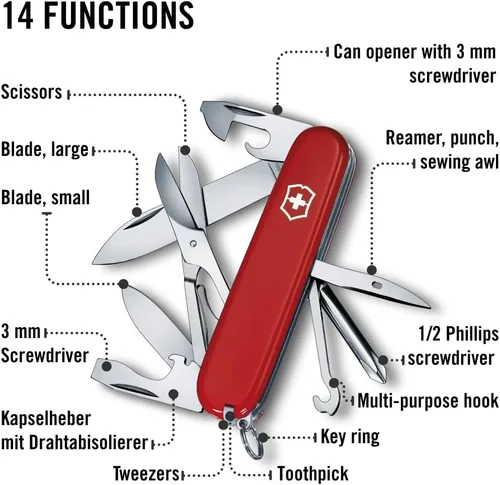 Vista 4 de Victorinox Super Tinker - Cuchillo suizo del ejército, cuchillo de bolsillo de 14 funciones fabricado en Suiza con hoja grande, 2 destornilladores