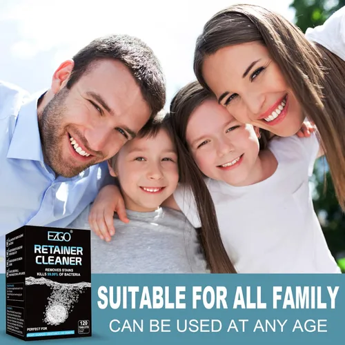Vista 6 de EZGO Tabletas limpiadoras de retenedores, tabletas de limpieza de dentaduras para protector bucal, protector nocturno y aparatos dentales
