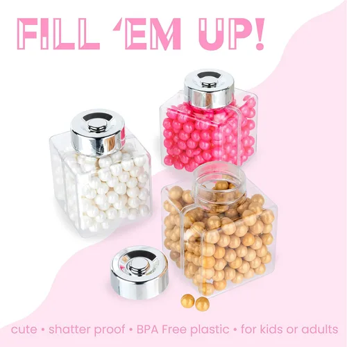 Vista 5 de Hammont Cajas de dulces acrílicas en forma de botella, paquete de 12 unidades, 1.69 x 1.69 x 2.33 pulgadas, perfectas para bodas, cumpleaños