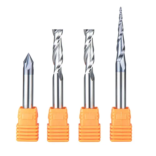 SpeTool Juego de Brocas de Router CNC para Talla de Perfil en V con Ranura de Gravación de Carburo Sólido de 14 Pulgada de Vástago