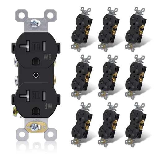 Vista 13 de ELEGRP Receptáculo dúplex de 20 amperios y 125 V, toma de corriente eléctrica estándar, resistente a manipulaciones TR y resistente a la intemperie