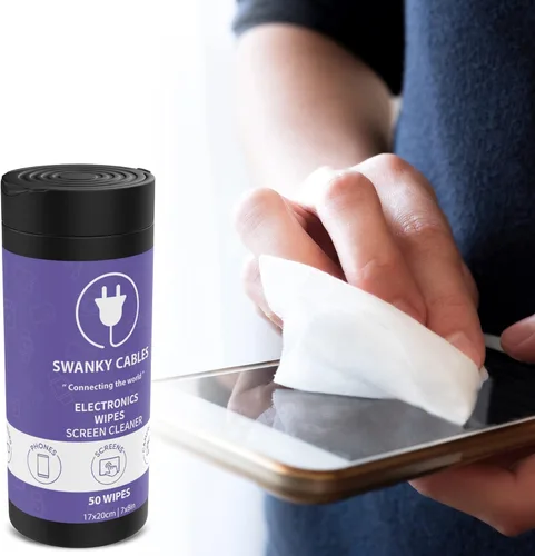 Vista 5 de Swanky Cables Toallitas limpiadoras de pantalla: toallitas electrónicas para pantallas - Toallitas de pantalla de computadora para limpieza