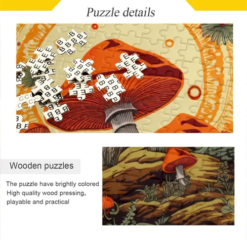 Vista 2 de Mushroom Jigsaw Puzzles 500 Pieces for Adults with Mesh Storage Bag 2011512