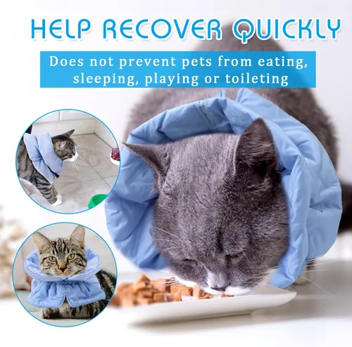 Vista 5 de Collar de recuperación ajustable, ligero, impermeable y suave para gatos y perros, evita lamer heridas (S)