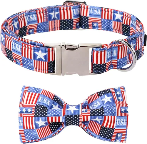 Vista 27 de Lionet Paws Collar de perro con corbatín, collar de verano para perro, collar de perro ajustable y cómodo, regalo para cachorros, perros pequeños