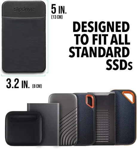 Vista 2 de Slipdrive - Funda portátil para disco duro para portátil - Unidad de estado sólido SSD - Adhesivo reutilizable - Funda de transporte para disco duro