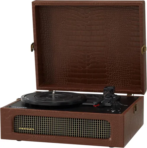 Vista 20 de Crosley CR8017B-TA Voyager - Tocadiscos portátil clásico de vinilo con Bluetooth de entrada/salida y altavoces integrados, color marrón