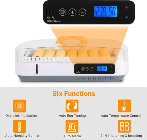 Vista 6 de Winado Incubadoras para incubar huevos, incubadora de 35 huevos con nivel visual de agua y giro automático de huevos y control de temperatura, vela