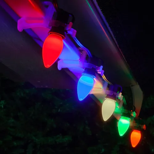Vista 2 de Bombillas de repuesto C7, bombillas de Navidad multicolor, base de candelabro E12, incandescente de 5 vatios para luces de cadena al aire libre
