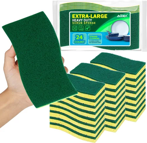 Vista 29 de AIDEA Esponjas sin arañazos, 24 unidades, esponja natural para utensilios de cocina antiadherentes, esponjas de cocina, esponja de celulosa