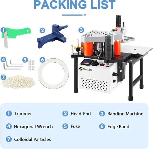 Vista 9 de Máquina de bandas de borde para carpintería Máquina de bandas de borde portátil Curva de borde recto Máquina de bandas de borde ajustable 16.4-32.8