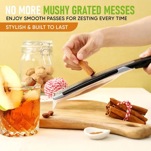 Vista 6 de Spring Chef Rallador Zester de Limón Premium con Mango - Frutas, Ajo, Chocolate, Nuez Moscada, Rallador de Jengibre - Herramienta de Cocina