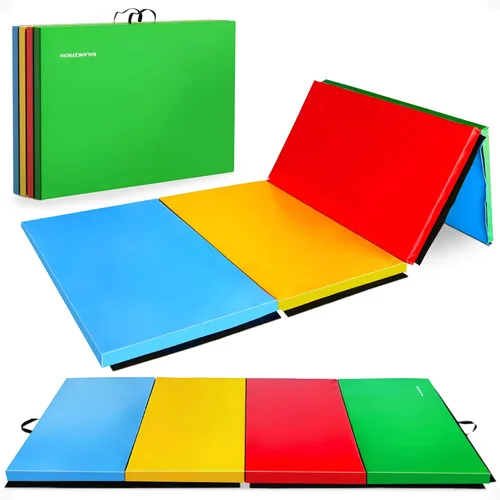 Vista 12 de BalanceFrom 10x4 Feet 4-Panel Folding Gymnastics Mat – 2-Inch Thick Pad with Vinyl Surface and Carrying Handles for Tumbling, Yoga, Pilates, Home
