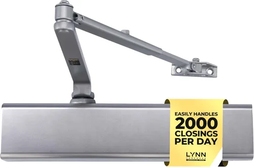 LYNN HARDWARE Cierrapuertas automático de alta resistencia (plateado) - grado comercial, elección de contratistas, velocidad y fuerza ajustables,