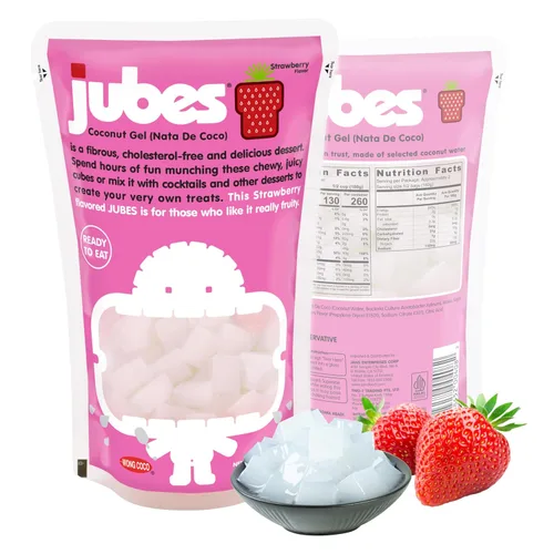 Vista 8 de Jubes Grape Nata De Coco Jelly Cubes 12.7 oz – Cubos de jalea de coco de uva para sagú – Gel de coco en ingredientes de jarabe para té de frutas