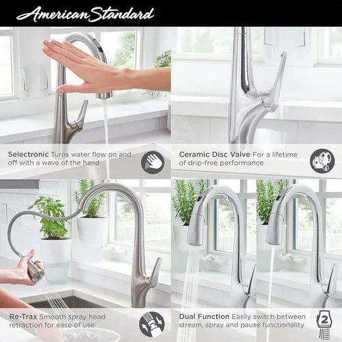 Vista 3 de American Standard 4901380.002 Avery Selectronic - Grifo de cocina extraíble manos libres, cromado