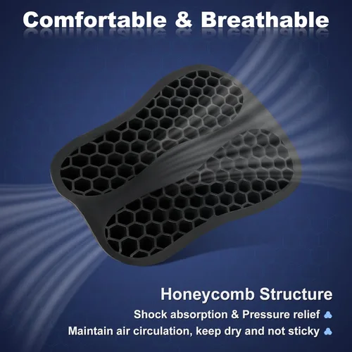 Vista 3 de Cojín Plegable de Gel para Asiento Trasero de Motocicleta de Pasajero, Estructura de Panal 3D Absorción de Impactos y Transpirable Almohadilla