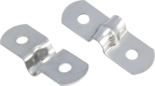 Vista 6 de M5 (1/5 pulgadas) abrazadera de conducto de acero inoxidable rígido de acero inoxidable con 2 agujeros para manguera de 3/8 pulgadas, abrazadera OD