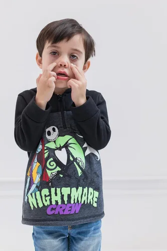 Vista 5 de Disney Nightmare Before Christmas Jack Skellington Oogie Boogie Sally - Sudadera con capucha de forro polar con cremallera de un cuarto para niños