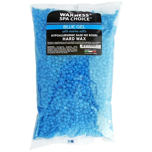 Vista 2 de Waxness Spa Choice - Perlas de cera dura de gel sin colofonia azul con sales marinas de 2.2 libras / 2.2 lbs (2 unidades)