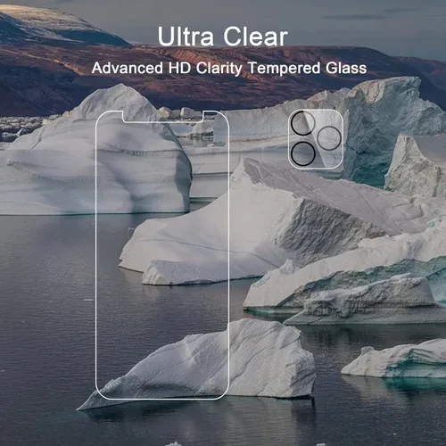 Vista 4 de Ailun Paquete de 2 protectores de pantalla para iPhone 12 Pro Max [6.7 pulgadas] + 2 protectores de lente de cámara, película de vidrio templado