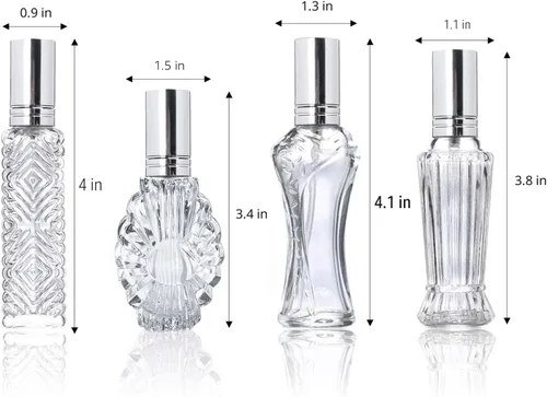 Vista 3 de 5 botellas de perfume vacías de vidrio vintage recargables con spray Dorado