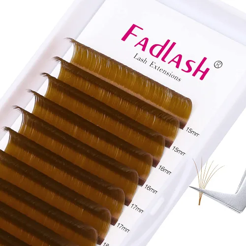 Vista 18 de Extensiones de pestañas con volumen, pestañas fáciles de abanico, rizo C, extensiones de volumen, extensiones de pestañas de colores de imitación