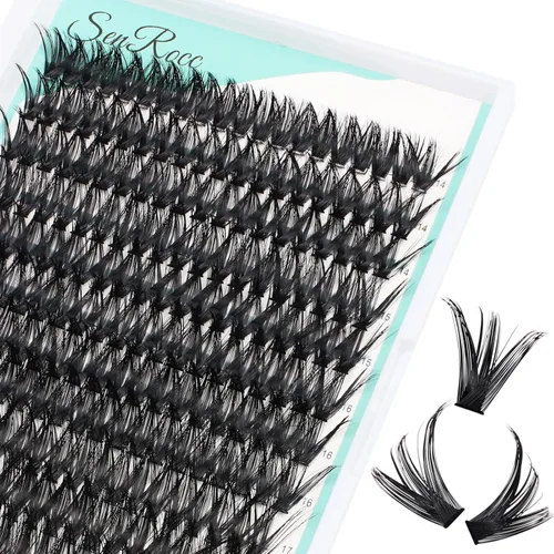 Vista 13 de Extensiones de pestañas individuales de bricolaje 20D+40D, 0.354-0.630 in, 280 unidades, pestañas en racimo D, aspecto natural, bandeja mixta
