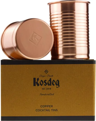 Copper Cocktail Tins Set of 2 12oz - Chosen By Professional Bartenders - Bean Tin Design - Perfect Copper Mug Bar Set for Better Drinks - Ice Cold