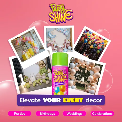Vista 7 de Party Shine - Aerosol de silicona para globos de látex, aroma dulce de chicle, impermeable, fórmula antideslizante, brillo de globo, perfecto