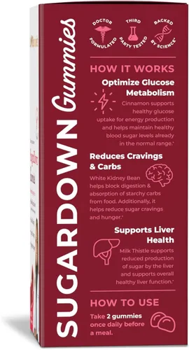 Vista 2 de Dr. Stephanie's SugarDown Gummies - Paquete de 2 - Suplemento de canela de Ceilán y Cassia