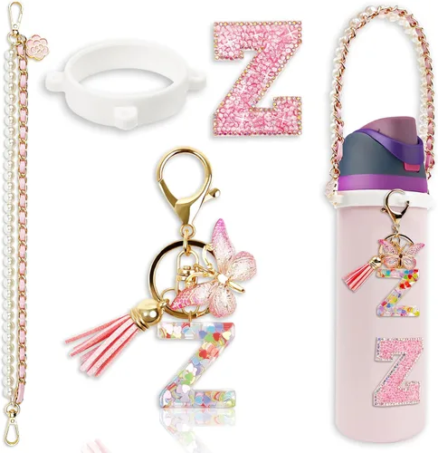 Vista 45 de Letter Handle Strap Accessories with Cute Initial Charm Compatible with Owala Water Bottle 24oz 32oz 40oz Owala Kids