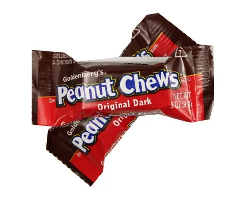 Vista 4 de Goldenberg's Masticables de cacahuete de chocolate negro – Goldenberg's Milk Chocolate Peanut Chews – Surtido de mini barras de caramelo a granel