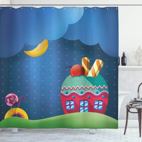 Vista 133 de Ambesonne Cortina de ducha abstracta, acuarela horizontal ovalada en forma de hojas, tonos pastel suaves, obras de arte clásicas, juego