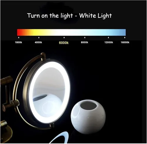 Vista 3 de Makeup Mirror LED Makeup Mirror Double-Sided Wall Mounted Bathroom Mirror Vanity Makeup and Shaving Mirror 8 inch 3X Magnification