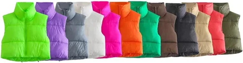 Vista 3 de KEOMUD - Chaleco corto acolchado de invierno para mujer, ligero, sin mangas, cálido, con relleno para exteriores