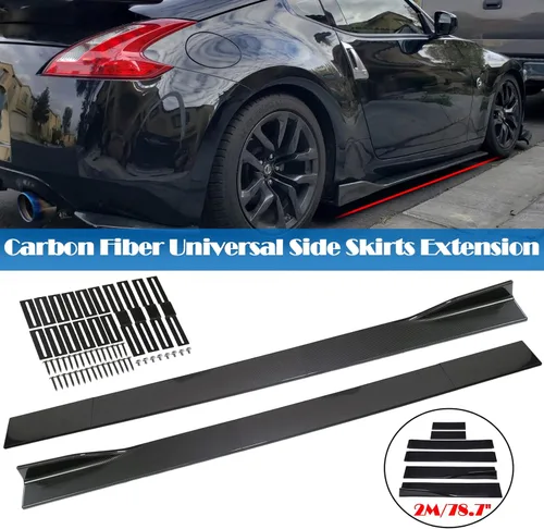 Vista 7 de JMTBNO Faldas laterales universales de fibra de carbono de 6.6 ft/78.7 pulgadas, kit de cuerpo de panel de extensión basculante, divisor de labios