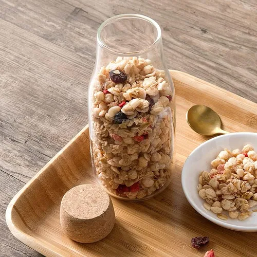 Vista 3 de IVAILEX Tarros de vidrio con tapas de corcho, tarro de caramelo con tapa, tarro de café para mostrador, tarro de galletas con tapas herméticas