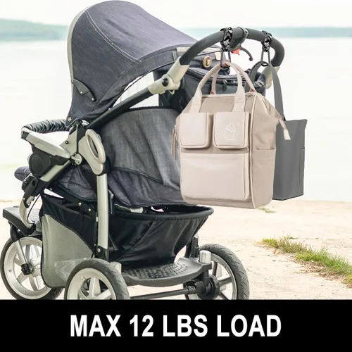 Vista 6 de Ganchos para cochecito de bebé para colgar bolsas, accesorios universales para cochecito, gancho para mamá para bolsa de pañales, carrito de Flor