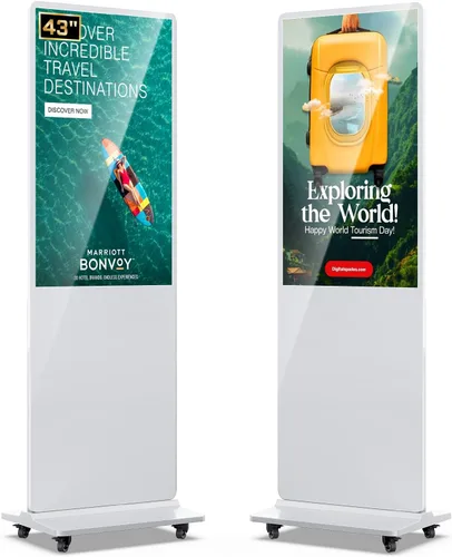 Vista 35 de MWE 32 pulgadas piso interior de pie señalización digital, sistema CMS, quiosco de exhibición de publicidad, pantalla LCD tótem comercial póster