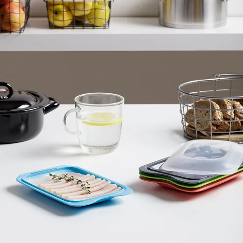 Vista 3 de TATAY Recipiente de carne fría para nevera 1 unidad mini almacenamiento de refrigerador tapa extraíble, apilable apto para microondas