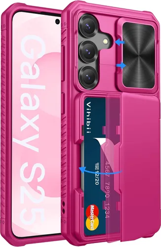 Vista 14 de Vihibii Funda para Samsung Galaxy S25 con tarjetero (4 tarjetas), [bloqueo RFID] y cubierta de cámara deslizante y protección contra caídas de grado