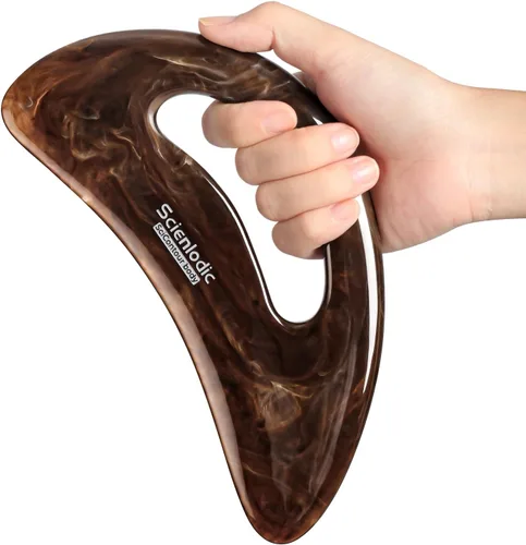 Vista 15 de Scienlodic Gua Sha - Herramienta de masaje con mango (resina), herramienta de raspado Guasha más grande para masaje de espalda, cuello, cara