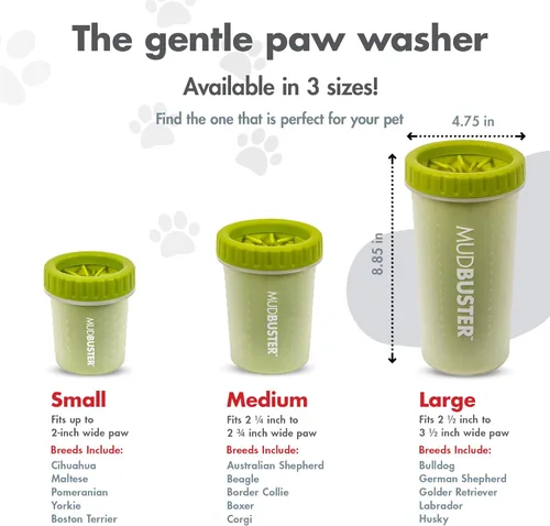 Vista 3 de Dexas MudBuster - Limpiador portátil para patas de perro, solución de limpieza grande verde para suministros premium para mascotas