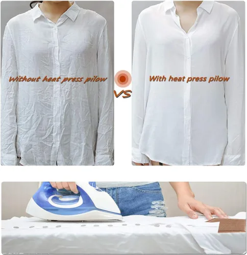 Vista 6 de Juego de 6 almohadas de prensa térmica, 3 almohadas térmicas de teflón de diferentes tamaños, 2 hojas de teflón y 1 cinta térmica para proyectos