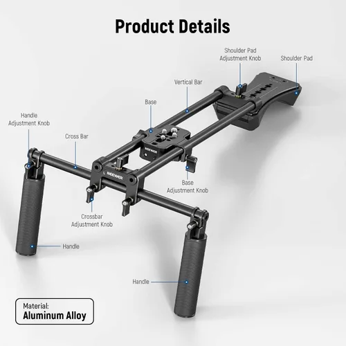 Vista 2 de NEEWER SR004 - Kit universal de soporte de varilla, 16"/40 cm, sistema de soporte de varilla de 0.591 in, estabilizador de cámara para videocámara