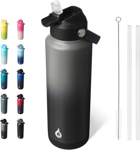 Vista 13 de BJPKPK - Botella de agua aislada con tapa de popote, termo grande de 40 onzas, botellas de agua de acero inoxidable libres de BPA a prueba de fugas