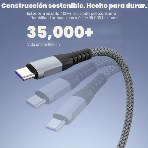 Vista 4 de Cable USB A a USB C de 60 W de carga rápida [2 unidades de 6 pies], cable Gary